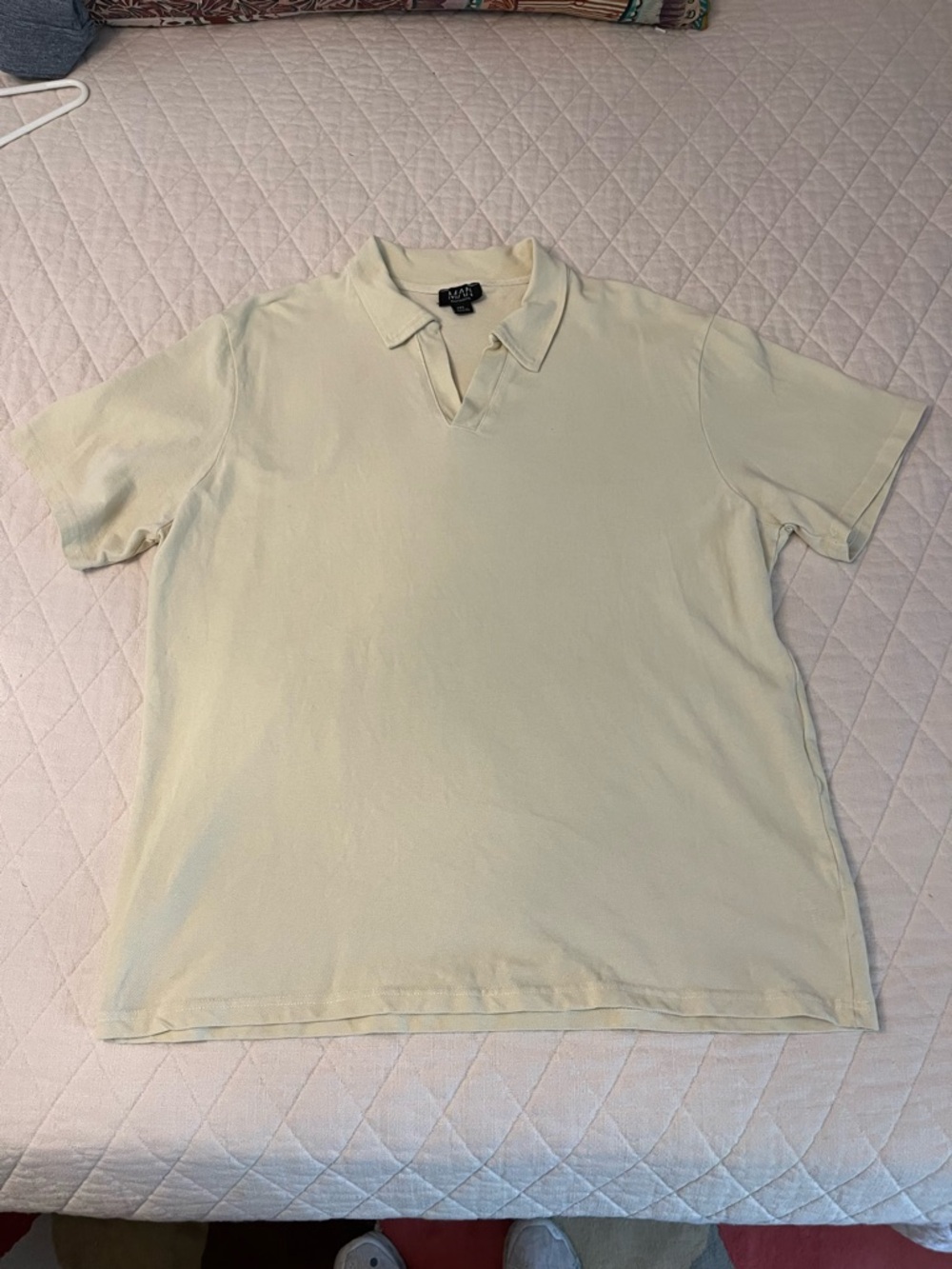 MAN boohoo man Cream Short Sleeve Polo Shirt Men’s Sz 2XL  Golf Old Money Class